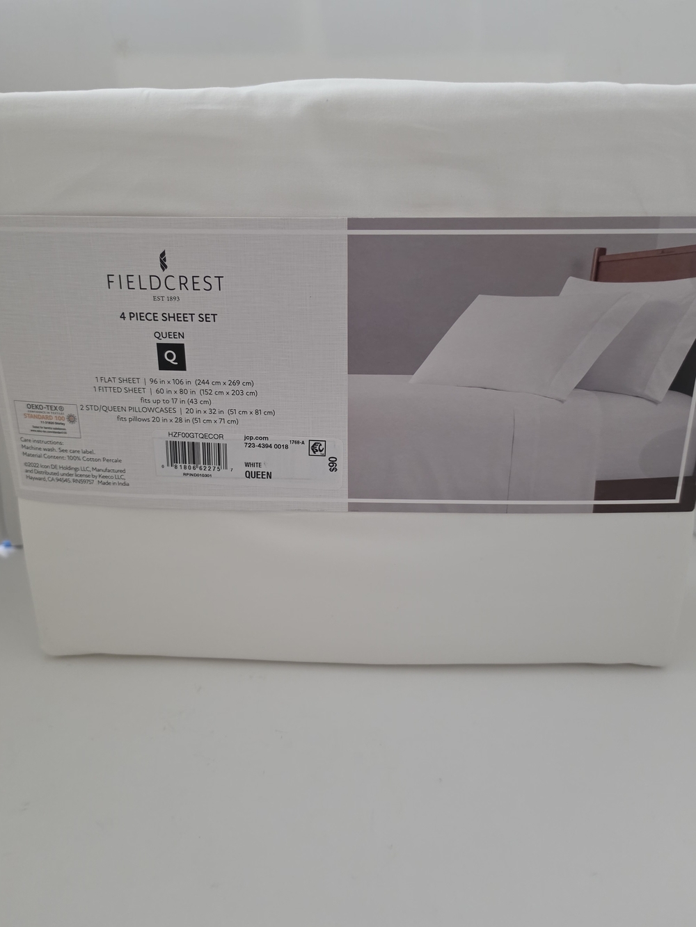 Fieldcrest Queen 4-Piece Sheet Set in White - Picture 3 of 4